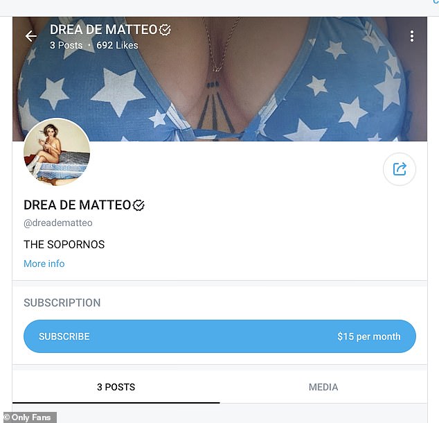 Perhaps to give her fans a hint of the raunchy content they can expect, Drea's OnlyFans bio reads: 'The Sopornos'