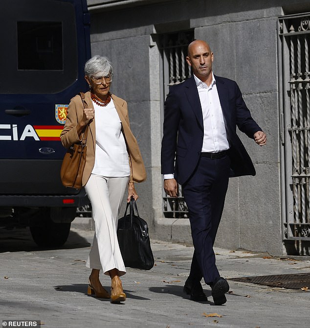 Former president of the Royal Spanish Football Federation Luis Rubiales arrives at the Supreme Court in Madrid today