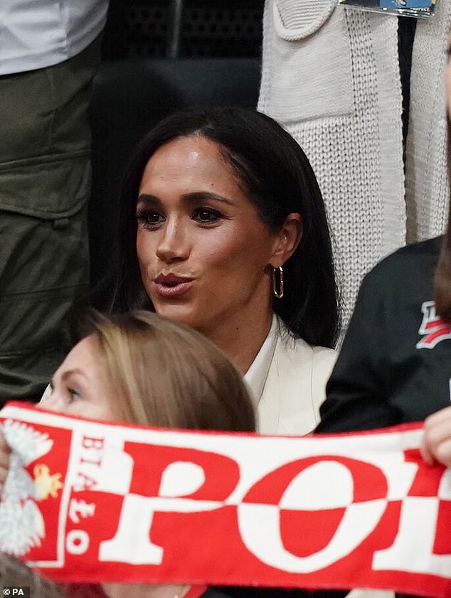 The Duchess of Sussex watches today at the Merkur Spiel-Arena for the Invictus Games