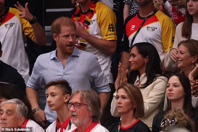 Prince Harry and Meghan watch sitting volleyball at the Invictus Games in Dusseldorf today