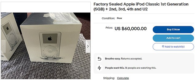 One of the first generation iPods sells for $60,000 on eBay