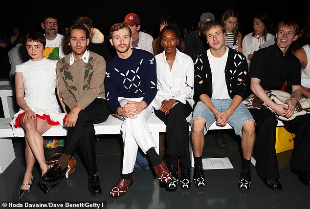 Front row: Also at Friday's show were Maxim Baldry, Harry Lawtey, Sophia Brown, Ed McVe and Luther Ford (L-R)