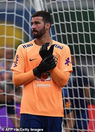 Liverpool goalkeeper Alisson was on the bench for Brazil when they faced Peru