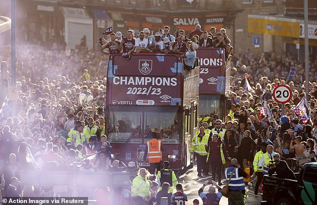 Burnley supporters lined the streets to celebrate the club winning the championship title