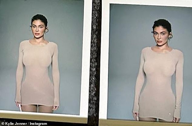 Threesome: In the photos, Kylie showed off a very simple and understated look