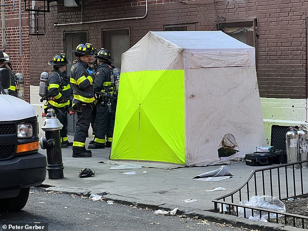 On Friday afternoon, an infection tent can be seen cold outside the daycare center