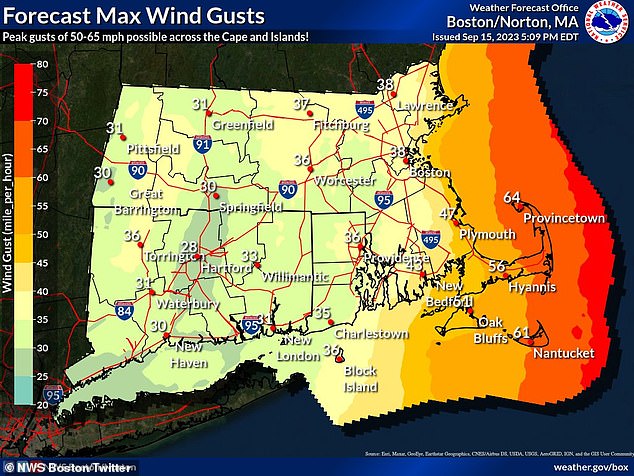 Nantucket was warned they would bear the brunt of the winds, with the peak expected between 5 a.m. and 11 a.m. Saturday morning.