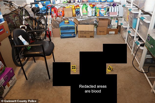 The group has been accused of false imprisonment, tampering with evidence and concealing the death of another person.  In the photo: the basement where police say the crime took place