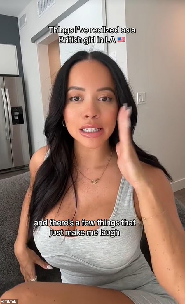 “I've been living in LA for the past three weeks and there are just a few things that just make me laugh – they're a little weird,” she began on TikTok, which has more than 20,000 views.