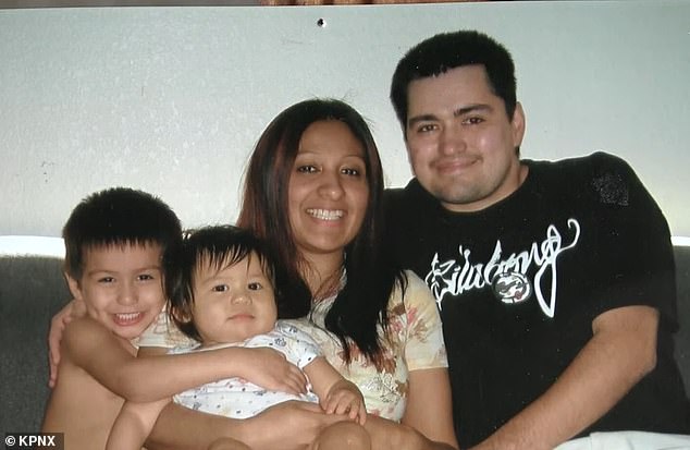 Stacey (pictured with Jacobs and their children when they were young) said her husband worked for CVS for more than 20 years