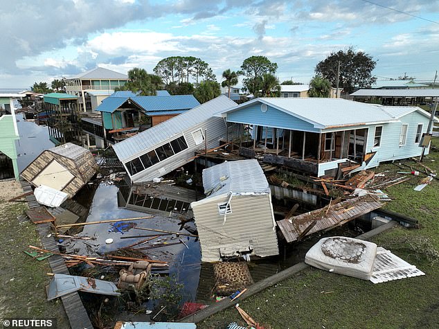 Damaged property following the arrival of Hurricane Idalia in Horseshoe Beach, Florida, in August