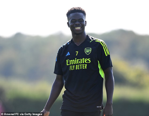 Bukayo Saka looked set to compete for England against Ukraine but Arteta revealed he had been training normally