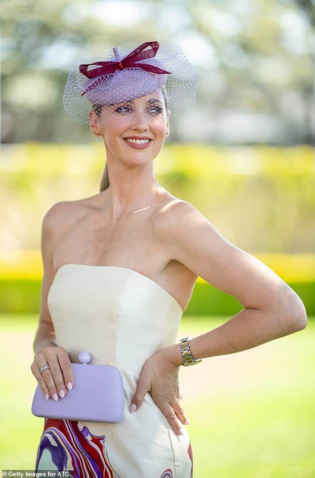 The New Zealand model, 40, turned heads when she stepped out in a strapless Alemais dress, worth $495, with bright patterns