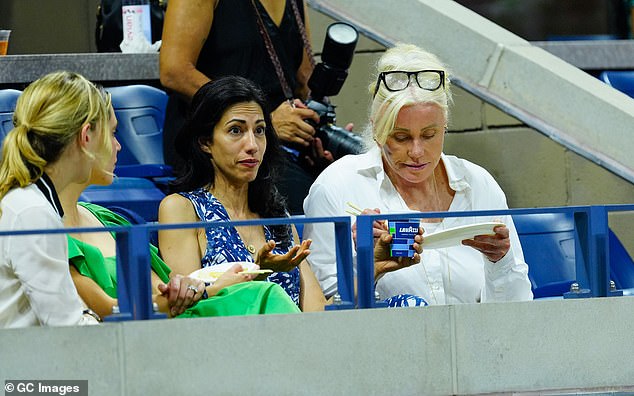 At one point, the actress stared at her plate of food while Huma chatted with another friend