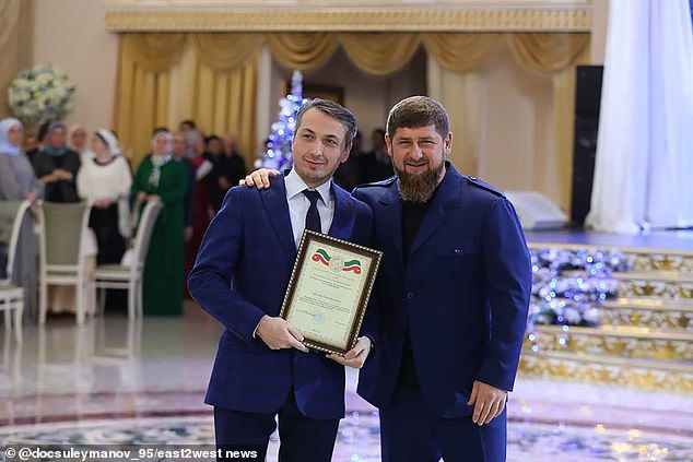 Elkhan Suleymanov (pictured with Kadyrov), 49, a professor, was dismissed from his official posts and has not been seen for more than a year