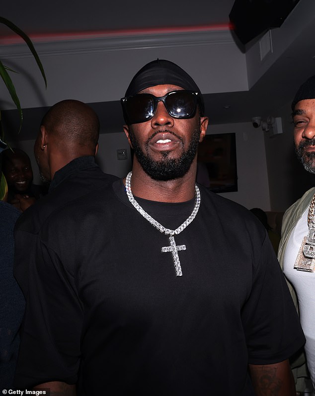 Rap icon: The Grammy winner grabbed a bottle of Ace of Spades and distributed it to his guests as he shared toasts and took photos with Yung Miami, Mary J. Blige, Maxwell, French Montana, Jadakiss and more