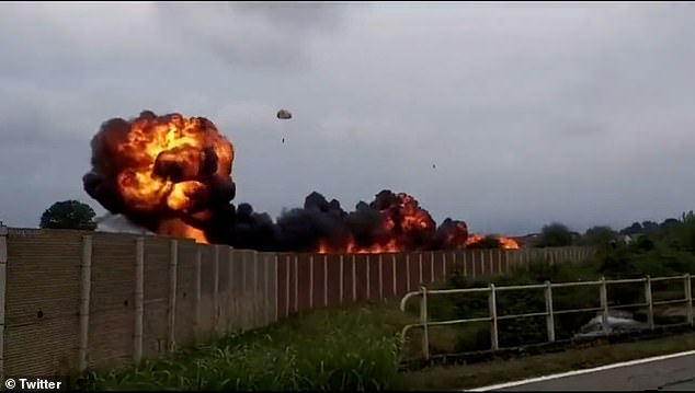 Shocked onlookers watched the crash at the Frecce Tricolore display near Turin