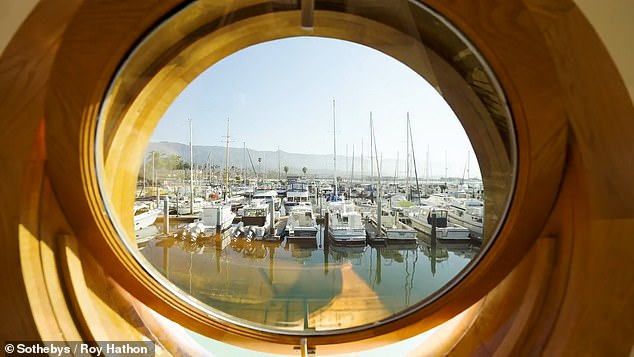 The windows offer beautiful views of the surrounding harbor