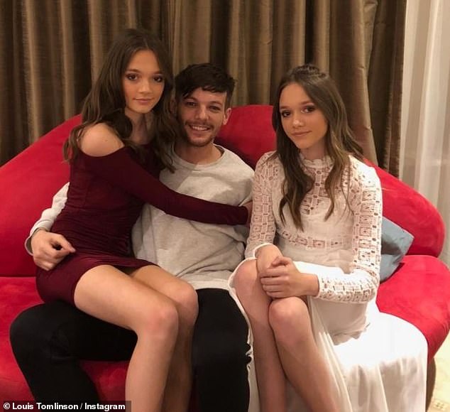 Family: Louis previously told how he became a pillar of strength for his younger siblings after the deaths of his mother and sister (pictured with Phoebe, left, and Daisy)