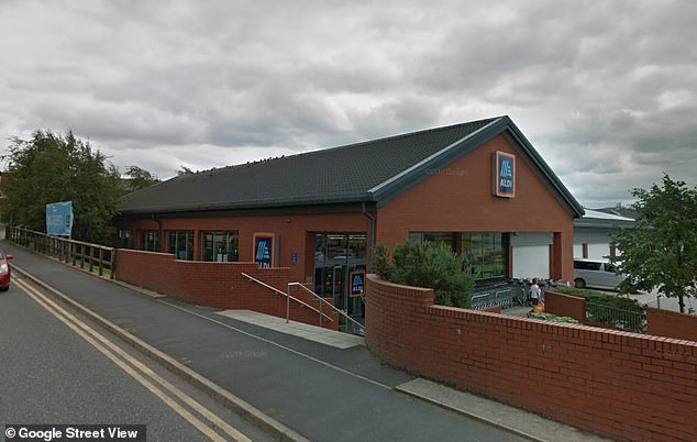 Paskevicius tried to take a toddler away from an Aldi in Heywood, Rochdale (pictured)