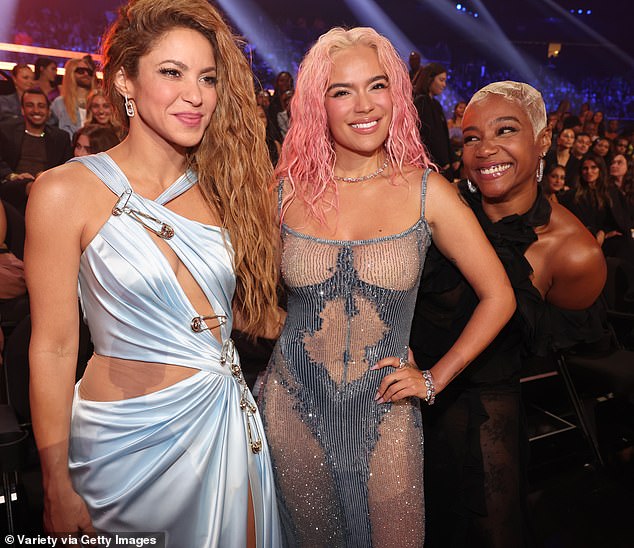 Show photobomb: Haddish's photobombing of Shakira also happened during the awards show itself, including when she posed with Latinx singer Karol G