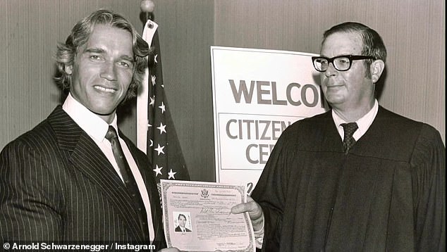 It's official: the then-budding action star proudly held up his citizenship document