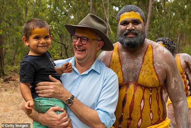 Warren Mundine slammed Anthony Albanese (middle of photo) for his use of 'derogatory terms'