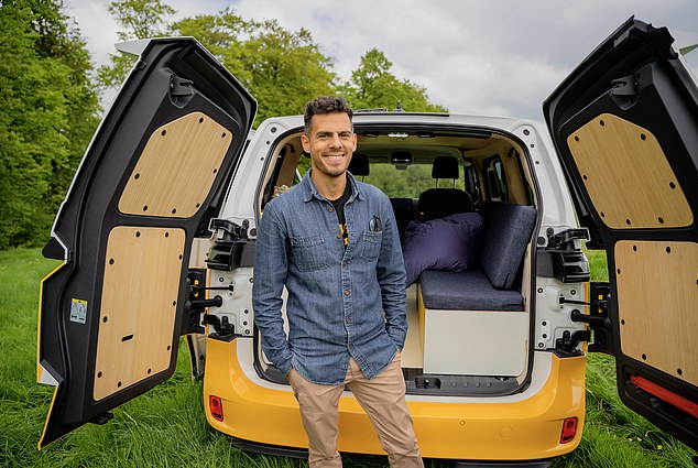 Equipped: Lewis Nyman and one of his vans that he rents out for business - he lived in another one himself to save money