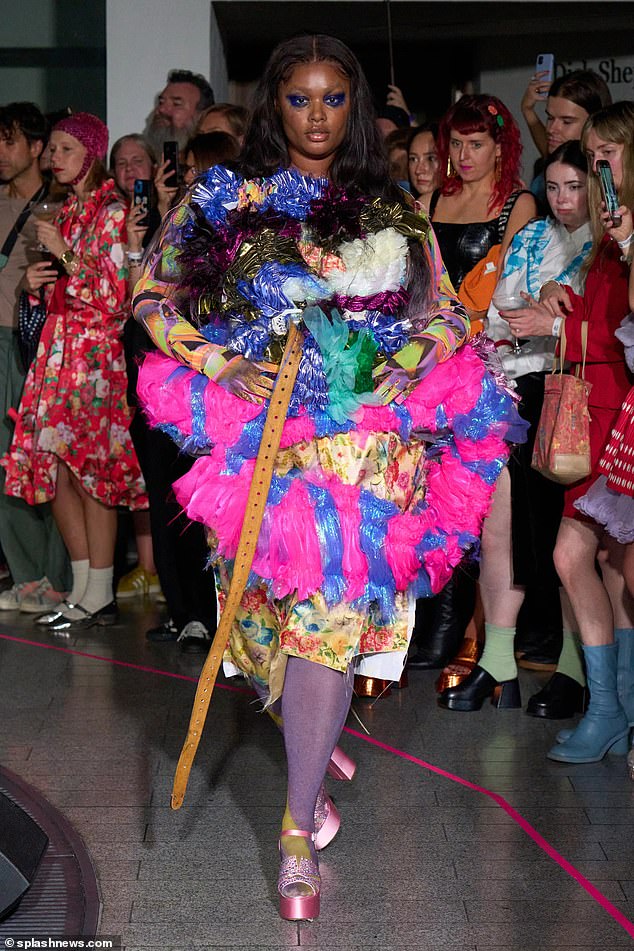 Headturner: The eccentric display showed some designs from fashion designer Matty Bovan's spring/summer 2024 collection