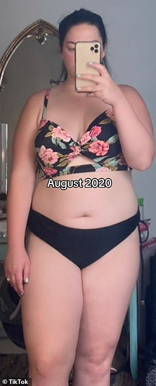 Hutson lost 50 pounds before her wedding in November 2020, and in the months that followed she dropped another 70 pounds