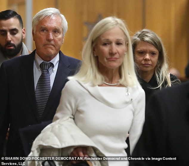 Wife Sharon (centre) and daughter Sarah (right), along with Jim's legal team, are now appealing the verdict in an attempt to clear his name following his death