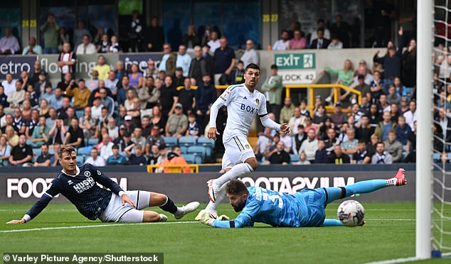 Joel Piroe rolls the ball home to culminate a slick Leeds move and give them an early lead