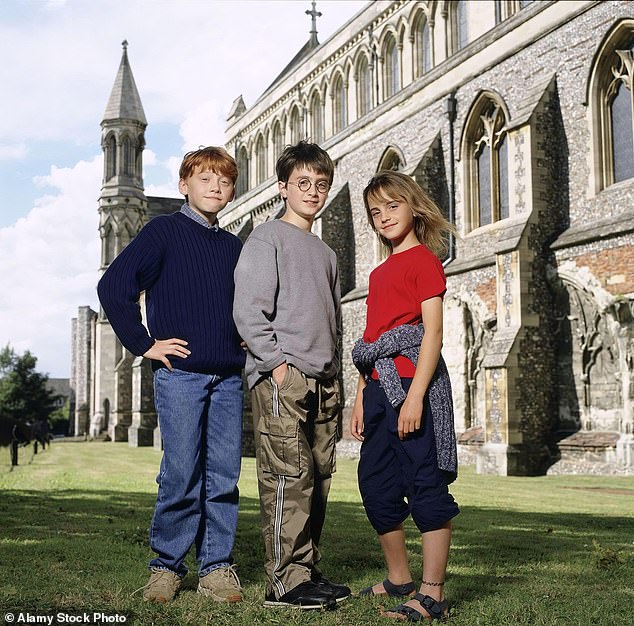 Old school: The original Hogwarts Legacy is set at the titular school in the 19th century, more than a century before Harry Potter and his friends enrolled;  Grint, Radcliffe and Watson seen in a publicity photo for Harry Potter and the Sorcerer's Stone