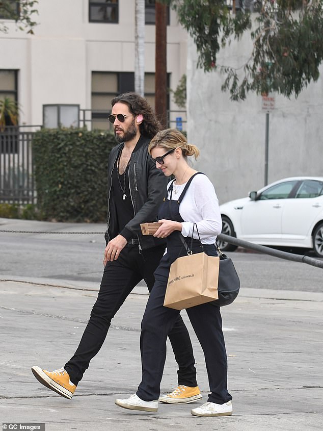 Russell Brand and wife Laura are seen in Los Angeles, California on January 6, 2018