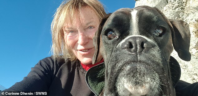 Corinne estimates she has made almost 500 jumps with a dog – more than 230 with Phoebe (pictured) and the rest with Megabyte