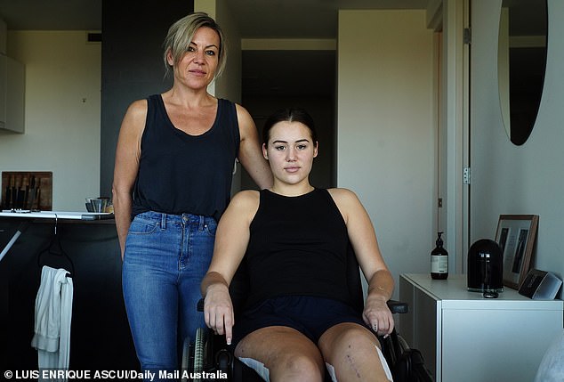 Tominey's mother, Sarah (pictured, left) has quit her job as a hairdresser and moved from Phillip Island to Melbourne to care for her daughter full-time