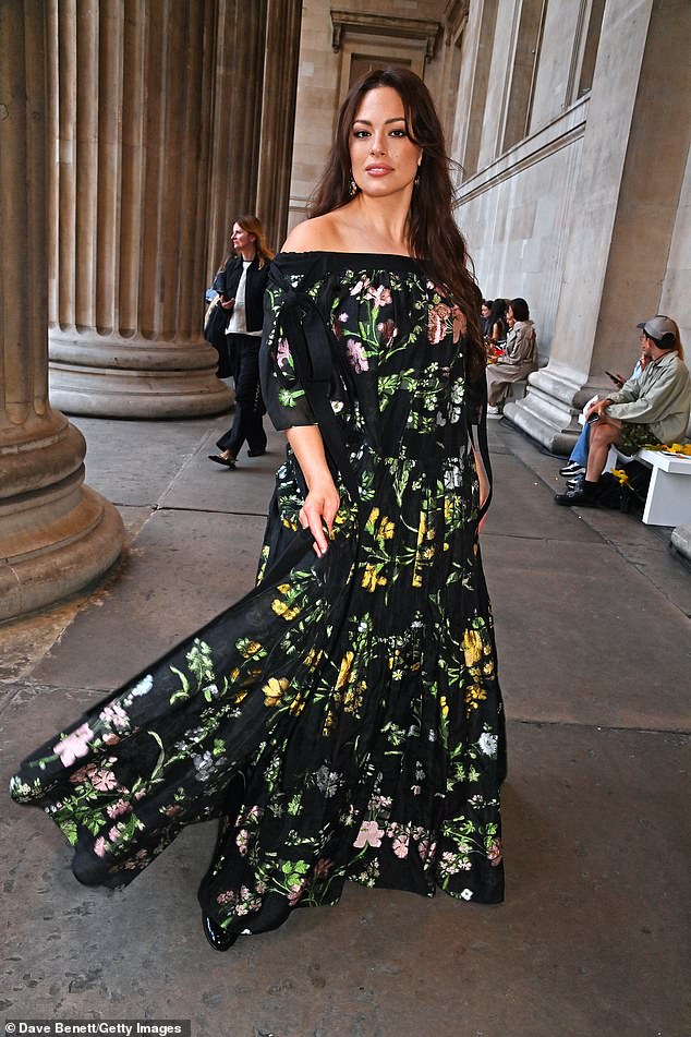 Incredible: Elsewhere at the event, 35-year-old Ashley Graham stole the show in a huge green and black floral dress