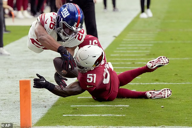 Barkley had 92 scrimmage yards, including both a rushing and receiving touchdown