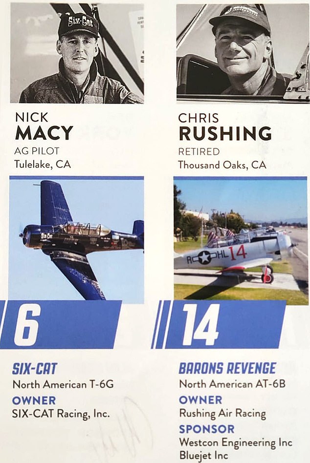 Macy and Rushing were declared dead by the Reno Air Racing Association and were known as 