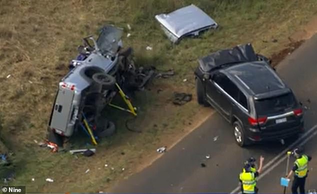 The family was driving a Ford that ended up on its side after a Jeep collided with the vehicle