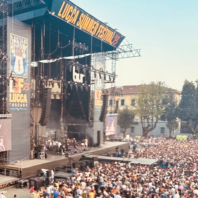 Joint celebration: The couple had flown to Tuscany to see Blur's 35th anniversary reunion tour for their 16th wedding anniversary