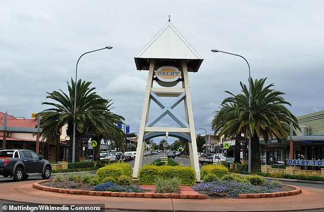 The alleged attack took place in Dalby (pictured), 208 km west of the capital Brisbane