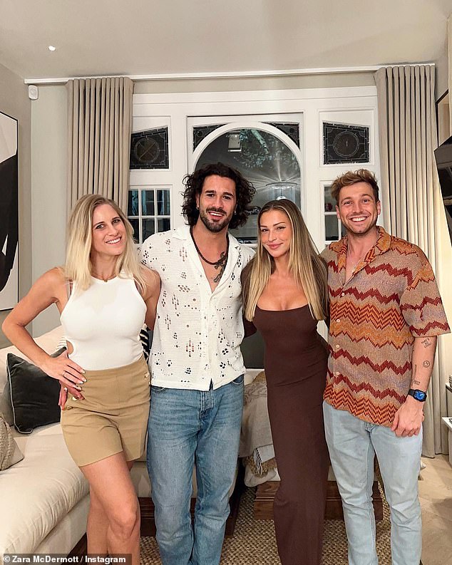 Having fun: Graziano and his wife Giada Lini, 32, visited the couple's London home, with Sam even getting the dancer into $350 rubber red MSCHF boots