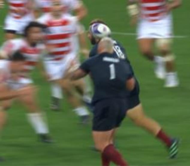 The ball crashed off his head and left Courtney Lawes behind and under the posts