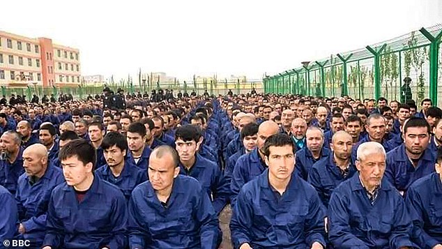 He compared Australia's treatment of Aboriginal people to the detention of Uyghurs in China's Xinjiang province (pictured is a camp in Lop County).