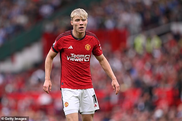 United meanwhile signed Rasmus Hojlund (pictured) from Atalanta for £72 million, with the Danish forward making two appearances for United so far.