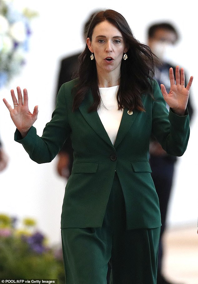 Jacinda Ardern has been harassed in Canada by a mischievous reporter who accuses her of hypocrisy for flying 9,000 miles to talk about climate change.  Pictured: Ms Ardern at the 2022 APEC Leaders Meeting in Bangkok