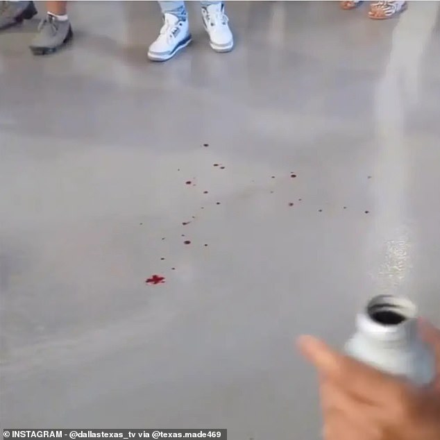 The aftermath also showed blood on the ground as evidence of the brawl