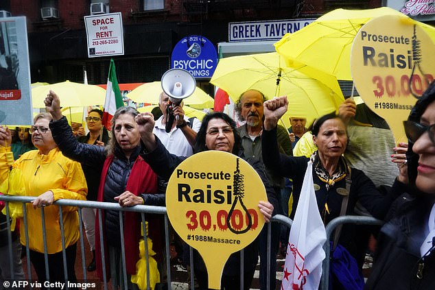 There were more peaceful protests by Iranian Americans expressing their opposition to Iranian President Ebrahim Raisi, who is coming to New York.