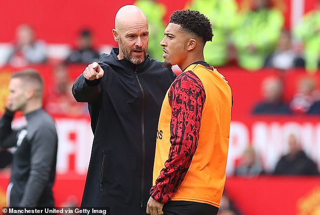 United boss Erik ten Hag (left) publicly criticized Sancho (right) for his performance level in training